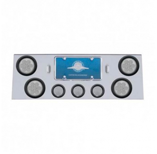United Pacific Stainless Rear Center Panel With Four 7 LED 4 Inch Reflector Lights & Three 13 LED 2-1/2 Inch Lights -...