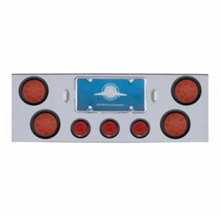 United Pacific Chrome Rear Center Panel With 4 - 12 LED 4 Inch Reflector Lights & 3 - 13 LED 2-1/2 Inch Lights - Univ...
