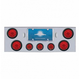 United Pacific Chrome Rear Center Panel With 4 - 10 LED 4 Inch Lights & 3 - 13 LED 2-1/2 Inch Lights - Universal
