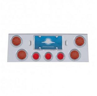United Pacific SS Rear Center Panel With Four 12 LED 4 Inch Reflector Lights & 3 - 13 LED 2-1/2 Inch Beehive Lights -...