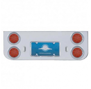 United Pacific Chrome Rear Center Panel W/ Four 12 Led 4 Inch Reflector Lights - Universal