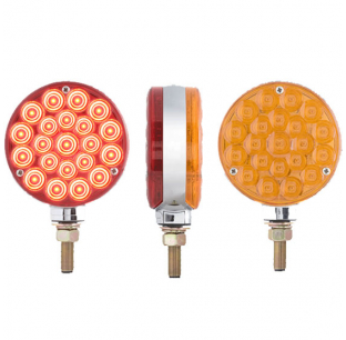 4 Inch Round 42 LED Dual Face Red/Amber Pedestal Mount Light for Vehicles