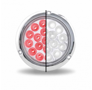 4 inch Red Stop Turn and Tail to White Back Up Round Flange Mount LED Light - 19 Diodes