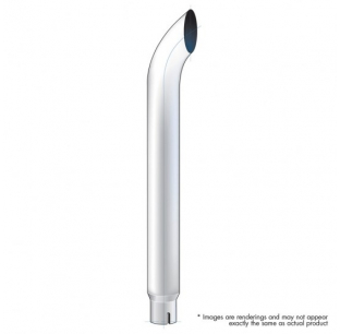 108 Inch Chrome Curved Exhaust Stack, 6 Inch to 5 Inch ID Bottom, Fits Most Truck Models