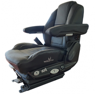 Alt text: Vendetta Black Leather Mid Back Air Seat with Dual Arm Rest and Reclining Back 
