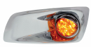 Chrome Plastic Kenworth T660 Front Bumper Light Bezel - (UP42714) Driver Side - Amber - With Visor