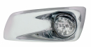 Chrome Plastic Kenworth T660 Front Bumper Light Bezel - (UP42715) Driver Side - Clear - With Visor