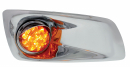 Chrome Plastic Kenworth T660 Front Bumper Light Bezel - (UP42746) Passenger Side - Amber - With Visor