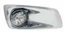 Chrome Plastic Kenworth T660 Front Bumper Light Bezel - (UP42747) Passenger Side - Clear - With Visor