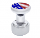 Chrome Thread-On Shift Knob With USA Flag Top Sticker And Adapter For Eaton Fuller Style 9/10 Shifter