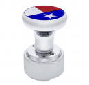 Chrome Thread-On Shift Knob With Texas Flag Top Sticker And Adapter For Eaton Fuller Style 9/10 Shifter