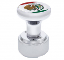 Chrome Thread-On Shift Knob With Mexico Flag Top Sticker And Adapter For Eaton Fuller Style 9/10 Shifter