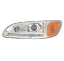 Peterbilt 300 Series Head Lamp Assembly With LED Driving Light With Chrome Bezel