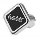 Chrome Air Valve Knob With Black Peterbilt Logo 