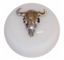 Twisted ShifterZ White Shift Knob with Silver Cow Skull - Unique Car Accessory