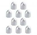 10 Pack Of 1-1/2 Inch By 2 Inch Chrome Plastic Push-On Lug Nut Cover