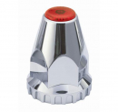 33mm By 2-7/8 Inch Red Reflector Top Chrome Plastic Thread-On Lug Nut Cover With Flange
