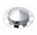 Pointed Three Piece Front Axle Cover With Removable Cap And Beauty Ring For Ten 1-1/2 Inch Lug Nuts For Steel Wheels