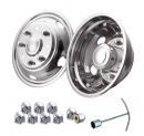 Ford 19.5 Inch By 6 Inch 8 Lug, 5 Hand Hole, Complete Front And Rear Stainless Steel Simulator Set