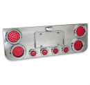 Rear Center Panel With 4 Inch Round And 2 Inch Round Red LEDs And Chrome Plastic Bezels
