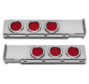 Two Piece Rigid Mount Rear Light Bar With 4 Inch Round Red LED Lights And Chrome Platic Bezels 