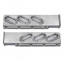 Two Piece Rear Rigid Mount Light Bar With Oval Clear Lens Red LED Lights With Chrome Plastic Bezels 
