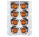 Kenworth 14 Inch Air Cleaner Light Brackets With Two Inch Amber LED Beehive Lights